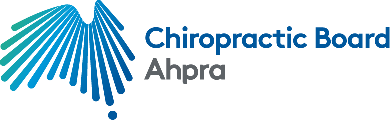 Chiropractic Board and Ahpra logo. 